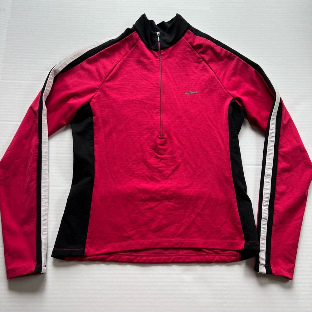 Shebeest 1/2 Zip Fleece Long Sleeve Cycling Jersey w/Pockets Pink Black Size XL